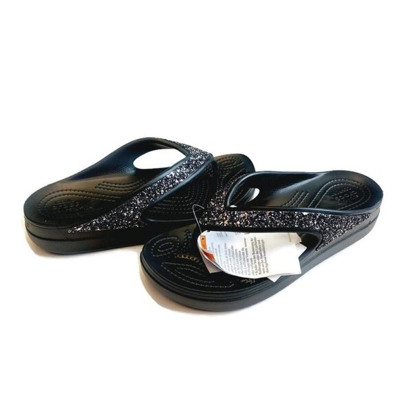 CROCS Sloane Glitter Wedge Flip Flops Womens Size 7 Lightweight Slip On Sandals - Picture 9 of 9